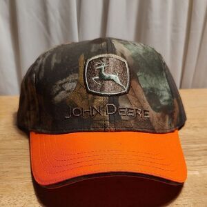John Deere Camo and Bright Orange Snapback Hat - NWOT